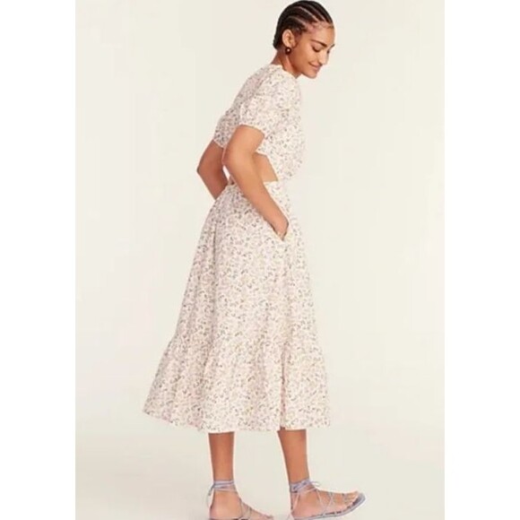 J. Crew Side-Cutout Cotton Poplin Dress Meadow Floral Size 10 - Picture 1 of 11